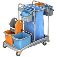 Cleankeeper Gerätewagen I - 7 2 x 20,  3 x 6 l Eimer - Blau/Orange,  1 Mopppresse