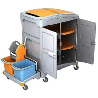 Cleankeeper Hotelwagen I - 2 2 x 20 l Eimer - blau / orange,  1 Mopppresse