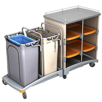Cleankeeper Hotelwagen III - 3 Abfallbehälter 120 l,  Abfallsack 120 l - blau
