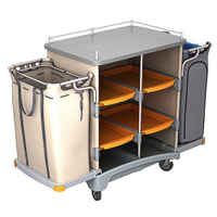 Cleankeeper Hotelwagen III - 5 Abfallbehälter 125 l,  Abfallsack 120 l - blau