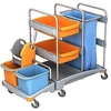 Cleankeeper Systemwagen I - 1 2 x 20 l Eimer - blau / orange,  1 Mopppresse