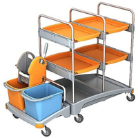 Cleankeeper Systemwagen I - 10 2 x 20 l Eimer - blau / orange,  1 Mopppresse