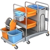Cleankeeper Systemwagen I - 3 2 x 20 l,  1 x 6 l Eimer - blau / orange,  1 Mopppresse