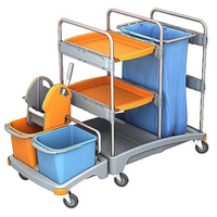 Cleankeeper Systemwagen I - 6 2 x 20 l Eimer - blau / orange,  1 Mopppresse