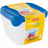 CURVER FRESH & GO Frischhaltedose,  3-tlg 08924-051-49,  1 Set: 1 x 0, 25 Liter,  1 x 0, 8 Liter,  1 x 1, 7 Liter