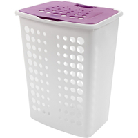 CURVER VICTOR Wäschesammler,  60 Liter 00049-779-04,  Farbe: weiß/beere