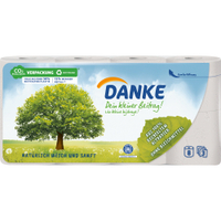 Danke Toilettenpapier naturweiß,  3-lagig 10630,  1 Packung = 8 Rollen à 150 Blatt