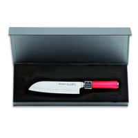 Dick Red Spirit Santoku mit Kullen Messer,  18 cm 81742182K,  Farbe: rot