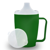 Dr. Junghans Einnehmbecher,  Schnabeltasse 1 Griff,  auslaufsicher 29014,  1 Becher mit einem Griff + 1 Deckel (4mm),  grün