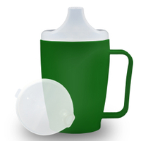 Dr. Junghans Einnehmbecher,  Schnabeltasse 1 Griff,  auslaufsicher 29017,  1 Becher mit einem Griff + 1 Deckel (12mm),  grün