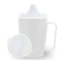 Dr. Junghans Einnehmbecher,  Schnabeltasse 1 Griff,  auslaufsicher 29018,  1 Becher mit einem Griff + 1 Deckel (12mm),  weiß