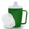 Dr. Junghans Einnehmbecher,  Schnabeltasse 1 Griff,  auslaufsicher 29059,  1 Becher mit einem Griff + 2 Deckel (4/12mm),  grün