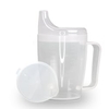Dr. Junghans Einnehmbecher,  Schnabeltasse 1 Griff,  auslaufsicher 29078,  1 Becher mit einem Griff + 1 Deckel (4mm),  milchig