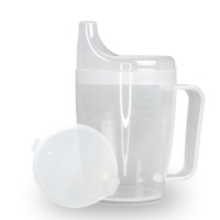 Dr. Junghans Einnehmbecher,  Schnabeltasse 1 Griff,  auslaufsicher 29080,  1 Becher mit einem Griff + 1 Deckel (12mm),  milchig