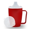 Dr. Junghans Einnehmbecher,  Schnabeltasse 1 Griff,  auslaufsicher 29113,  1 Becher mit einem Griff + 1 Deckel (4mm),  rot