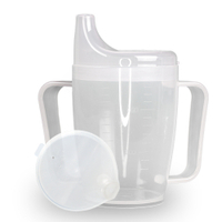 Dr. Junghans Einnehmbecher,  Schnabeltasse Senioren,  2 Griffe 29085,  1 Becher mit zwei Griffen + 1 Deckel (4mm),  milchig
