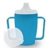 Dr. Junghans Einnehmbecher,  Schnabeltasse Senioren,  2 Griffe 29086,  1 Becher mit zwei Griffen + 1 Deckel (12mm),  blau