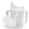 Dr. Junghans Einnehmbecher,  Schnabeltasse Senioren,  2 Griffe 29094,  1 Becher mit 2 Griffen + 3 Deckel (4/8/12mm),  milchig