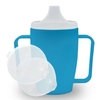 Dr. Junghans Einnehmbecher,  Schnabeltasse Senioren,  2 Griffe 29095,  1 Becher mit zwei Griffen + 2 Deckel (4/12mm),  blau