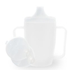 Dr. Junghans Einnehmbecher,  Schnabeltasse Senioren,  2 Griffe 29098,  1 Becher mit zwei Griffen + 2 Deckel (4/12mm),  weiß