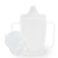 Dr. Junghans Einnehmbecher,  Schnabeltasse Senioren,  2 Griffe 29098,  1 Becher mit zwei Griffen + 2 Deckel (4/12mm),  weiß