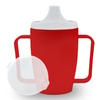 Dr. Junghans Einnehmbecher,  Schnabeltasse Senioren,  2 Griffe 29117,  1 Becher mit zwei Griffen + 1 Deckel (12mm),  rot