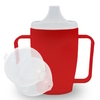 Dr. Junghans Einnehmbecher,  Schnabeltasse Senioren,  2 Griffe 29118,  1 Becher mit zwei Griffen + 2 Deckel (4/12mm),  rot