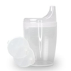 Dr. Junghans Einnehmbecher,  Schnabeltasse Senioren,  auslaufsicher 29003,  1 Becher ohne Griff + 2 Deckel (4/12 mm),  milchig
