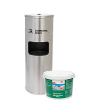 Dreumex Desinfektion,  Starterpaket,  2-teilig 66708001004,  1 Set = 1 Edelstahlständer + 1 Eimer à 800 Tücher (Disinfecting)