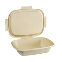 DUNI BioPak Shield Menübox mit Deckel,  ungeteilt 196040,  1 Karton = 4 x 50 Stück,  1200 ml,  braun