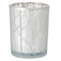 DUNI Kerzenhalter Shimmer Windlicht aus Glas 188173,  1 Karton = 6 x 1 Stück,  weiß