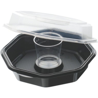 DUNI Octaview Menübox mit Dressingglas,  schwarz/transparent 157541,  1 Karton = 240 Stück,  950/90 ml