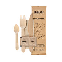 DUNI Take away,  Holzbesteck,  Set,  BioPak,  mit Gewürzen,  6-teilig 195923,  1 Karton = 250 Sets