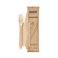DUNI Take away,  Holzbesteck Set,  BioPak,  mit Serviette,  3-teilig 192156,  1 Karton = 400 Sets