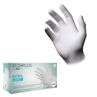 ECO-PLUS Nitrilhandschuhe,  puderfrei,  weiß 01199-L,  1 Karton = 10 Packungen,  Größe M
