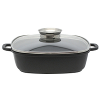 ELO Alucast Servierpfanne eckig mit Glasdeckel 86680,  Maße: 28 x 28 cm