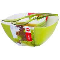 EMSA 6-teiliges Salat-Set Vienna 509824,  Set aus 1x4, 6 l und 4x600 ml Schale sowie Salatbesteck,  Hellgrün