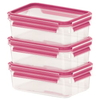 EMSA Clip & Close Colour Frischhaltedosen,  3-teiliges Set 515582,  Set besteht aus: 3 x 550 ml - Dosen,  Farbe: Himbeer