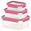 EMSA Clip & Close Colour Frischhaltedosen,  3-teiliges Set 515584,  Set besteht aus: 550 ml,  1 l,  2, 2 l Dosen - Farbe: Himbeer