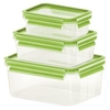 EMSA Clip & Close Colour Frischhaltedosen,  3-teiliges Set 515585,  Set besteht aus: 550 ml,  1 l,  2, 2 l Dosen - Farbe: Hellgrün
