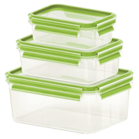 EMSA Clip & Close Colour Frischhaltedosen,  3-teiliges Set 515585,  Set besteht aus: 550 ml,  1 l,  2, 2 l Dosen - Farbe: Hellgrün