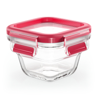 EMSA Clip & Close Frischhaltedose Glas,  quadratisch,  rot N1041300,  Fassungsvermögen: 180 ml