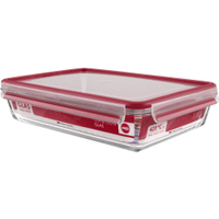 EMSA Clip & Close Frischhaltedose Glas,  rechteckig,  rot 513922,  Fassungsvermögen: 3000 ml