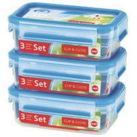 EMSA Clip & Close Frischhaltedosen 3-teiliges Set 508570,  Set besteht aus: 3 x 550 ml - Dosen