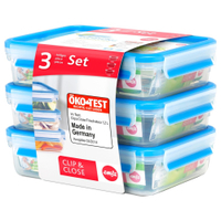 EMSA Clip & Close Frischhaltedosen 3-teiliges Set 515645,  Set besteht aus: 3 x 1200 ml - Dosen