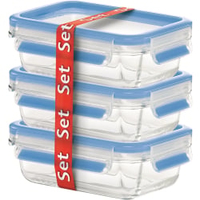 EMSA Clip & Close Frischhaltedosen Glas,  3-teiliges Set 514170,  Set besteht aus: 3 x 500 ml - Dosen