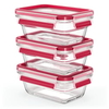 EMSA Clip & Close Frischhaltedosen Glas,  3-teiliges Set N1051100,  Set besteht aus: 3 x 450 ml - Dosen