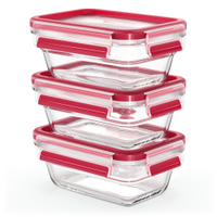 EMSA Clip & Close Frischhaltedosen Glas,  3-teiliges Set N1051100,  Set besteht aus: 3 x 450 ml - Dosen