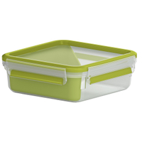 EMSA Clip & Go Sandwichbox,  quadratisch,  850 ml 518104,  Farbe: transparent / grün