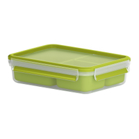 EMSA Clip & Go Snackbox,  rechteckig,  transparent / grün 518100,  Füllmenge: 1200 ml